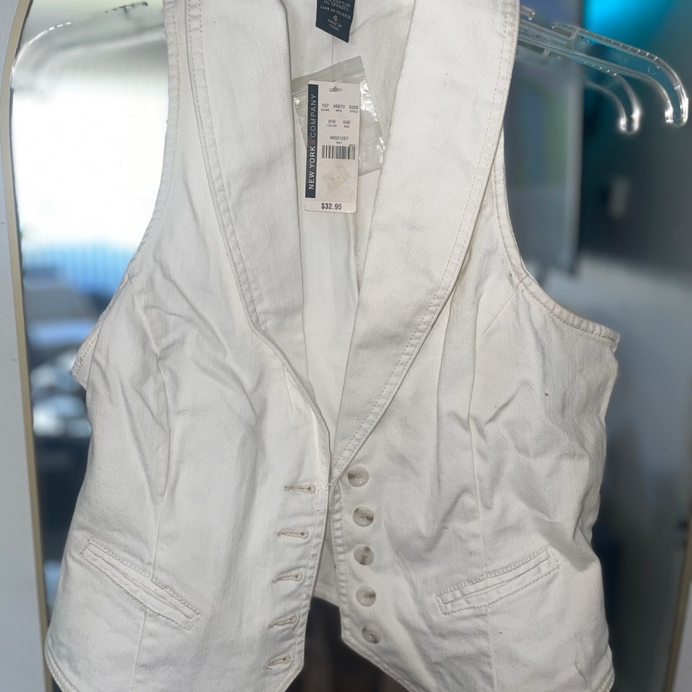 New York & Company White Jean Vest